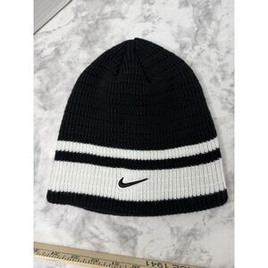 Vintage Y2K Nike Skull Beanie Cap Black And White Winter  Swoosh Classic Retro